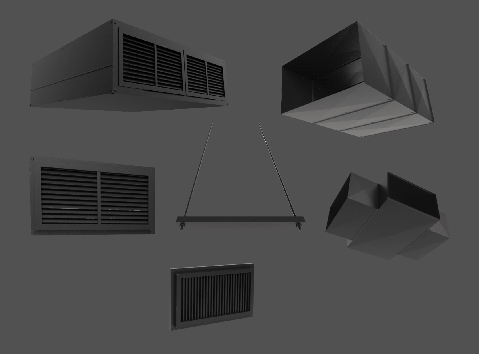 Rendered image showcasing modular air ducting